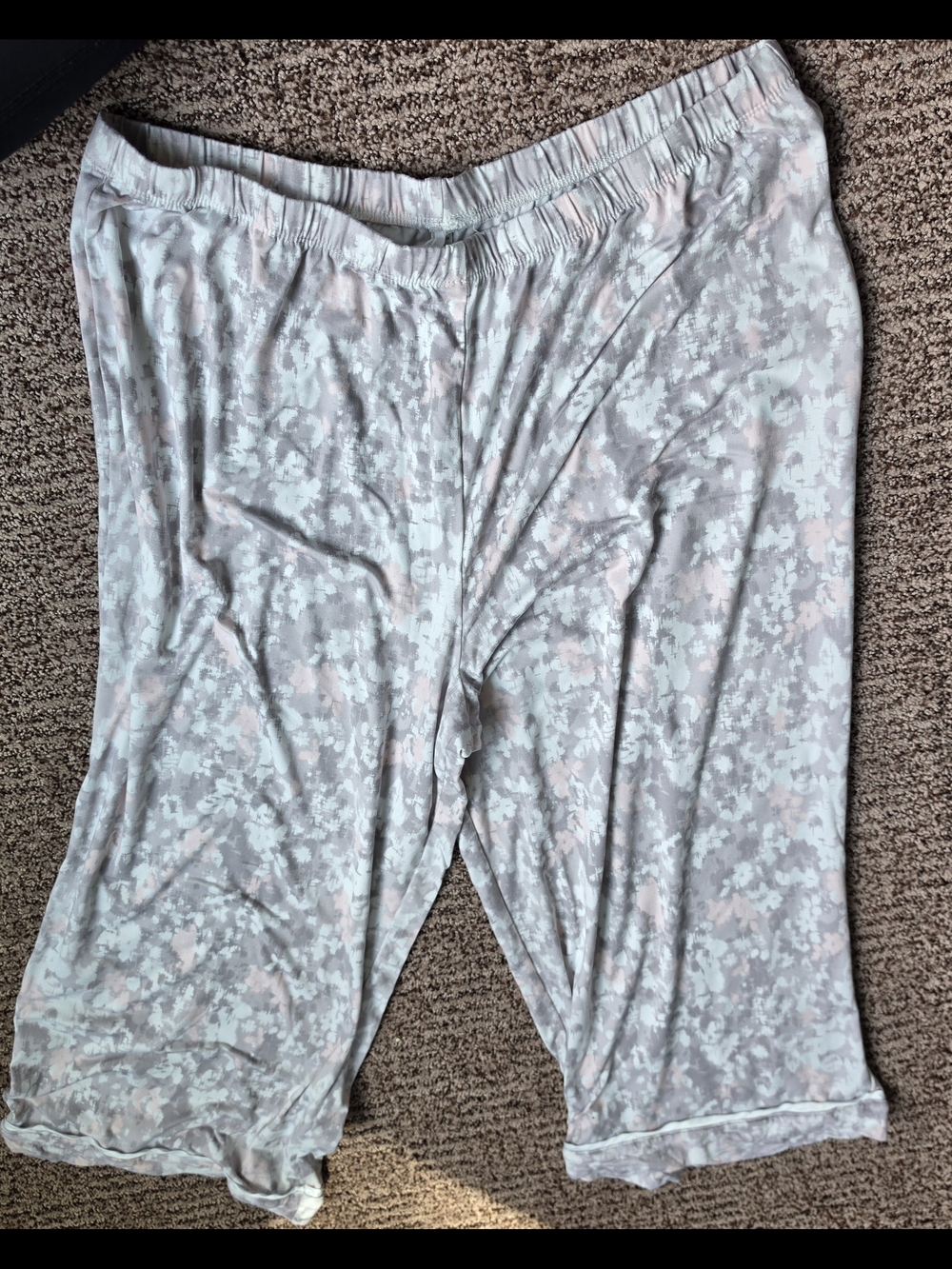 Kids' Soft Floral Print Pajama Pants - Light Gray & Pale Pink